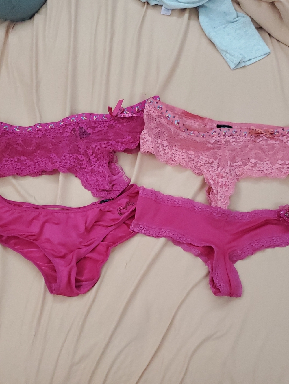 Women's Pink Lace & Satin Bikini Bundle- 4 Pack of Mixed Colors